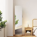 Wooden Coat Rack With Hanging Clothes Handbag Near Bedroom Bedside Table Lamp And Green Plant