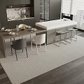 Modern Kitchen Dining Table Set With Chairs Island Counter And Area Rug