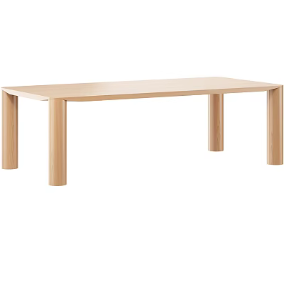 Light Wooden Rectangular Dining Table With Simple Design And Four Straight Legs 3d model