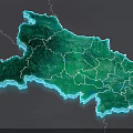 Green Regional Map Displaying Administrative Boundaries And Terrain Details