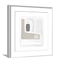 Two White Framed Abstract Wall Artworks With Minimalist Geometric Neutral Patterns 3d model