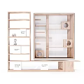 Modern Wooden Open Shelf With Multiple Layers For Household Items Storage 3d model