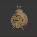 Vintage Alarm Clock With Brass Bell Numeric Dial Metallic Body On Black Background