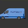 Blue Numeco Branded Modern Cargo Van With Smooth Exterior Design