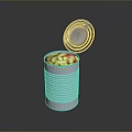 Open Metallic Can Holding Canned Orange Beans on Shiny Reflective Surface