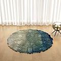 Round Area Rug With Leaf Pattern In Bright Room 3d model