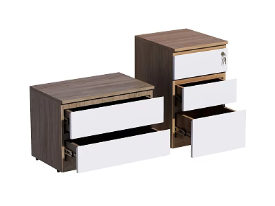 Modern Wooden Bedside Tables With Open White Drawers And Storage Design 3d model