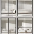 Modern Sliding Doors With Grid And Ribbed Glass For Home Interior Space Partition