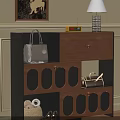Wooden Shoe Cabinet With Drawer Open Shelves And Handbag Decor In Entryway