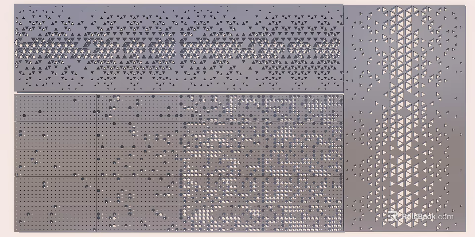 Architectural Perforated Metal Panels Featuring Different Geometric Patterns And Designs 3d model 