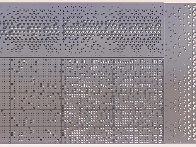 Architectural Perforated Metal Panels Featuring Different Geometric Patterns And Designs 3d model
