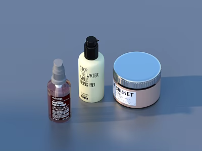 Daily Skincare Essentials Luxury Hand Lotion Perfume Jar And Spray Bottle 3d model
