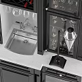 Modern Kitchen Faucet With Stainless Steel Sink Black Cabinets And Wine Glass