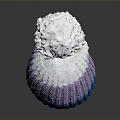 Colorful Knitted Winter Hat With Purple White Blue Sections And White Pom Pom