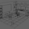 Modern Cartoon Style Gaming Room Featuring Multiple Monitors LED Hexagon Lights And Black Gaming Chair