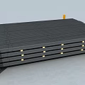 Black Long Strip Building Components Neatly Stacked With Yellow Support Structures 3d model
