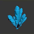 3D Rendered Blue Crystal With Transparent Geometric Structure And Reflective Base