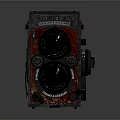 Vintage Twin Lens Digital Camera with Red Black Retro Design and Metal Accents