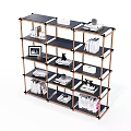 Modern Multi tiered Bookcase With Copper Frame Black Shelves And Books Photo Frame Decorations