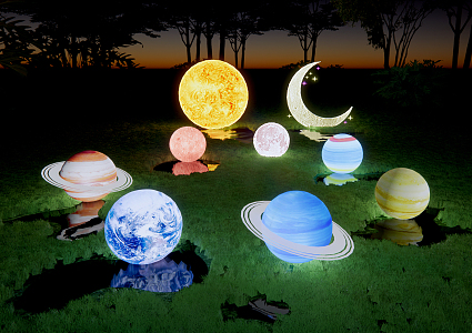 Modern Landscape Light Moon Light Planet Light Moon Light Space Theme Sick Atmosphere Light Square Sick Decorations Lawn Light 3d model