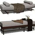 Plush Ottoman With Soft Pillows Blanket Decorative Side Table Cups And Metal Legs