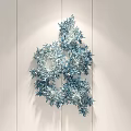 Artistic Blue And White Branch Shaped Wall Decor On White Wooden Wall
