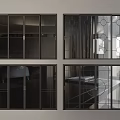 Modern Interior Sliding Doors With Decorative Glass Panels And Metal Frames