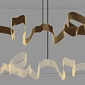 Modern Abstract Pendant Lights with Curved Metallic Wave Shapes for Interior Decoration