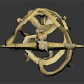 Golden Sculpture Carving with Slender Rod and Intricate Decorative Top Design