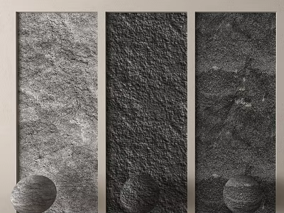 Textured Stone Panels And Spherical Objects 3d model