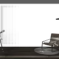 Vertical Blinds Modern Interior With Large Windows City View And Leisure Chair
