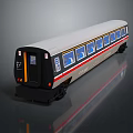 Modern Passenger Train With White Body Red Stripe Multiple Windows Black Door And Reflective Surface