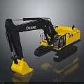 John Deere Yellow Black Crawler Excavator With Heavy Duty Bucket And Tracks