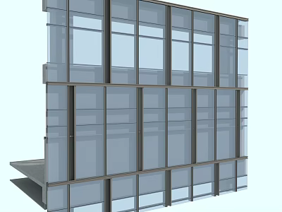Modern Metal Framed Glass Curtain Wall with Multi Layer Glass Panels Structural Components 3d model