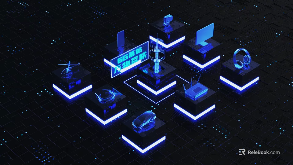 Connected Smart Devices Network With Digital Interface And Status Display In Tech Ecosystem 3d model 