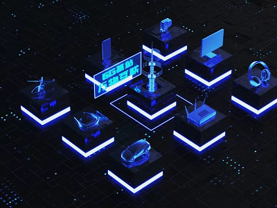 Connected Smart Devices Network With Digital Interface And Status Display In Tech Ecosystem 3d model