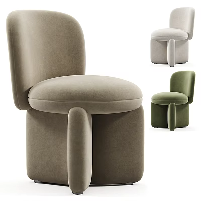 Modern Leisure Chair with Beige Light Grey Green Round Design and Velvet Upholstery 3d model