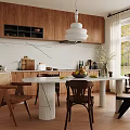 Middle Ancient Retro Home Restaurant Middle Ancient Style Restaurant Open Restaurant Retro Style Restaurant Middle Ancient Style Sideboard Middle Ancient Style Dining Table and Chair 3d model