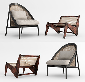 Quiet Single Chair Rattan Kangaroo Chair 3d model