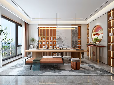 New Chinese Style Tea Room Study Tea Room 3d model