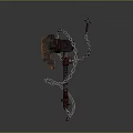 Medieval Spiked Chain Weapon With Coiled Metal Chain And Decorative Head