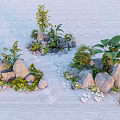 Traditional Zen Rock Garden Design With Raked Sand Stones And Green Plants