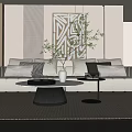 Modern Coffee Table in Living Room with White Sofa Green Plant and Decorative Painting