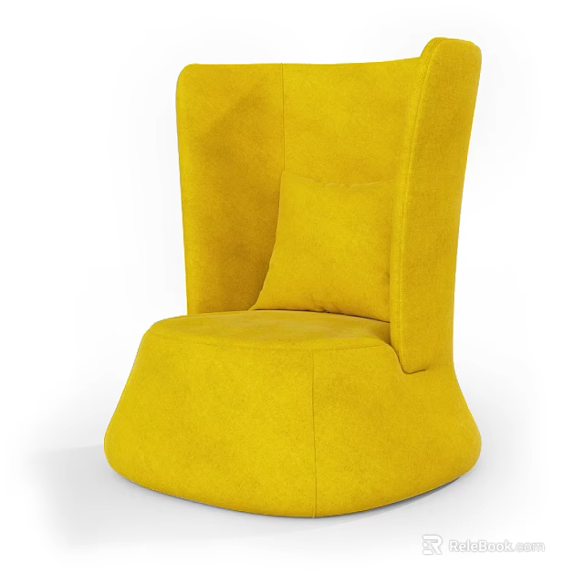 Stylish Yellow Single Sofa With Modern Fabric Design And Unique Shape 3d model