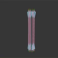 Five Shiny Arrows With Orange Shafts and Blue Arrowheads on Gray Background