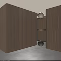 Wooden Vertical Slat Decorative Wall With Hanging Multicolored Spheres And Gray Floor