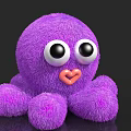 Cute Purple Fluffy Octopus Toy With Big Eyes And Heart Shaped Mouth