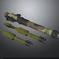 3D Model of Military Weapon With Camouflage Rocket Launcher And Yellow Rockets