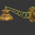 Rustic Wall Mounted Furniture Lamp With Yellow Rusted Finish And Circular Rings