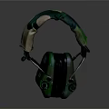 Green And Brown Camouflage Electronic Headphones With Soft Ear Cups And Adjustable Headband
